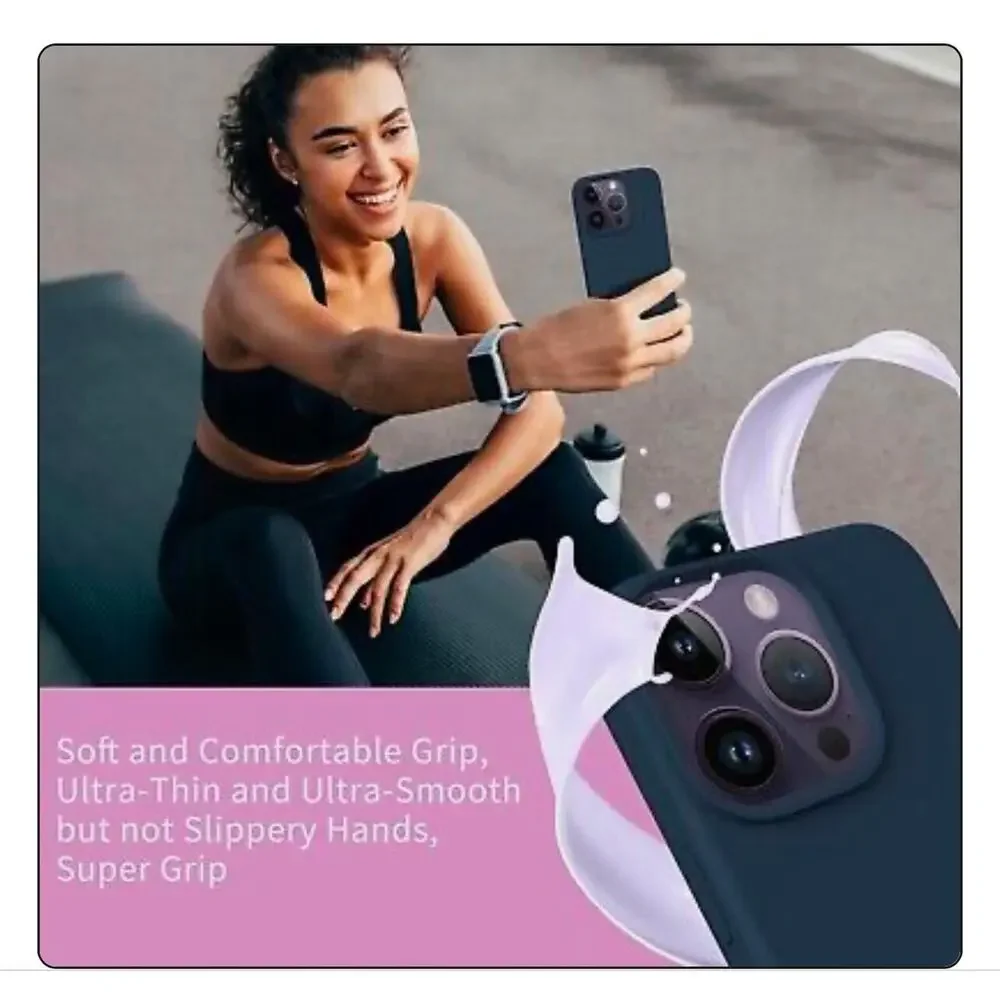 QHOHQ 5 in 1 for iPhone14 Plus Max case +2X Screen & Lense Protectors, Navy Blue